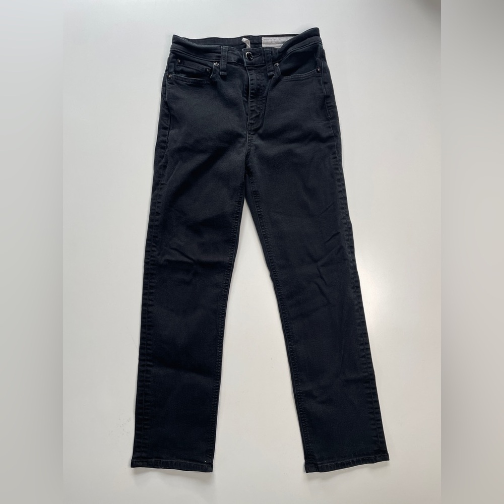 RAG & BONE Nina High-Rise Ankle Crop Jean Womens 25 (22x24.5) No Fade Black